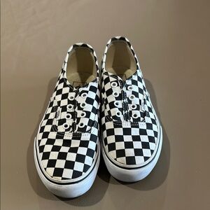 Vans women’s  Checkered Slip-On Shoes - Black and White